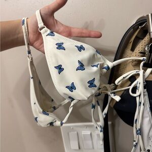 PacSun L.A. Hearts White Bikini Top with Blue Accents